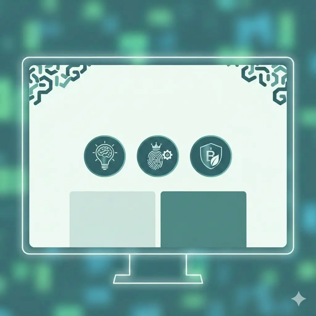 A stylized computer monitor displaying a web design section focused on 'Custom Design & Brand Alignment'